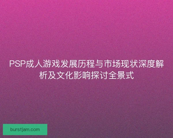 PSP成人游戏发展历程与市场现状深度解析及文化影响探讨全景式
