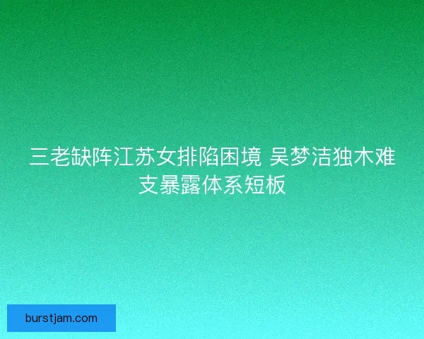 三老缺阵江苏女排陷困境 吴梦洁独木难支暴露体系短板